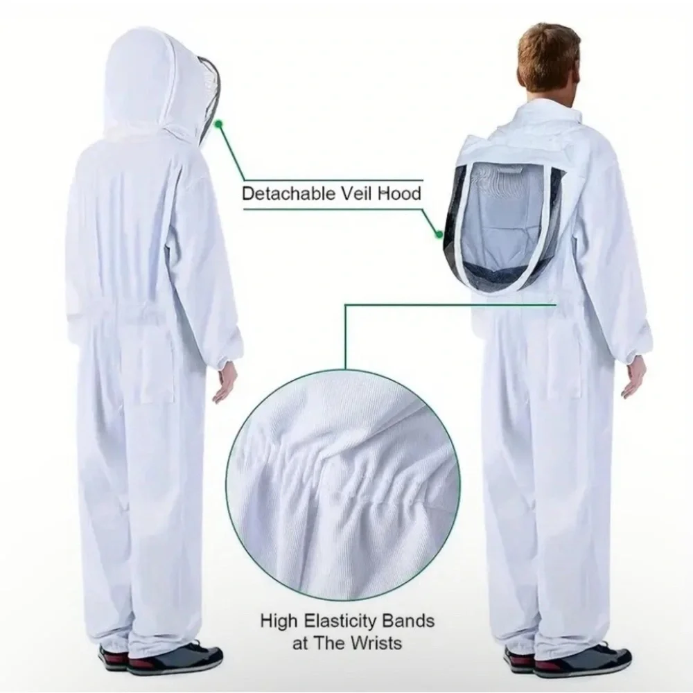 NWT Beekeepers 100% Cotton Coverall With Detachable Folding Veil Size XL - Picture 2 of 6